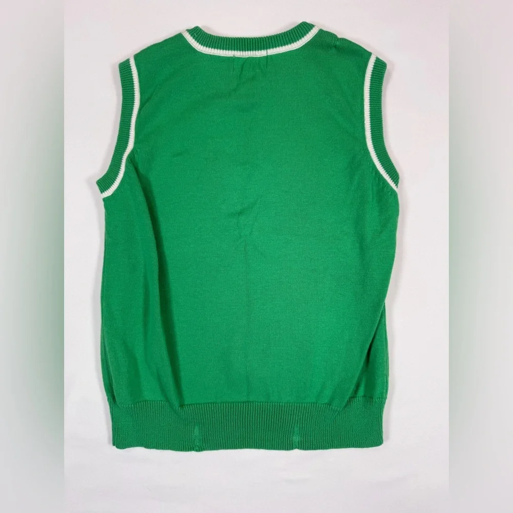 THE CHILDREN'S PLACE Boys Y2K Preppy 100% Cotton Kelly Green Knit Sweater Vest S